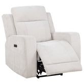 Best Furniture Outlet - Coaster - Kennett Chenille Upholstered Power Recliner Chair Ivory - 610153P