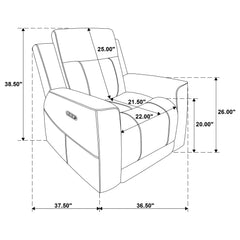 Kennett Chenille Upholstered Power Recliner Chair Ivory