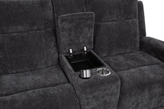 Kennett 2-piece Chenille Power Reclining Sofa Set Dark Grey