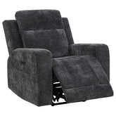 Best Furniture Outlet - Coaster - Kennett Chenille Upholstered Power Recliner Chair Dark Grey - 610156P