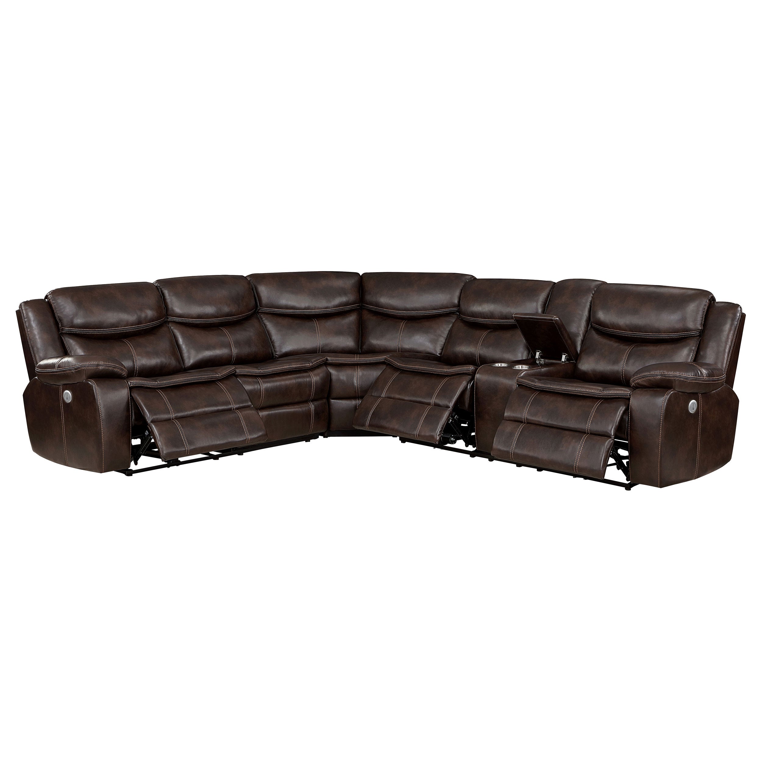 Best Furniture Outlet - Coaster - Sycamore Upholstered Power Reclining Sectional Sofa Brown - 610190P