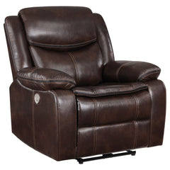 Best Furniture Outlet - Coaster - Sycamore Upholstered Power Recliner Chair Dark Brown - 610193P