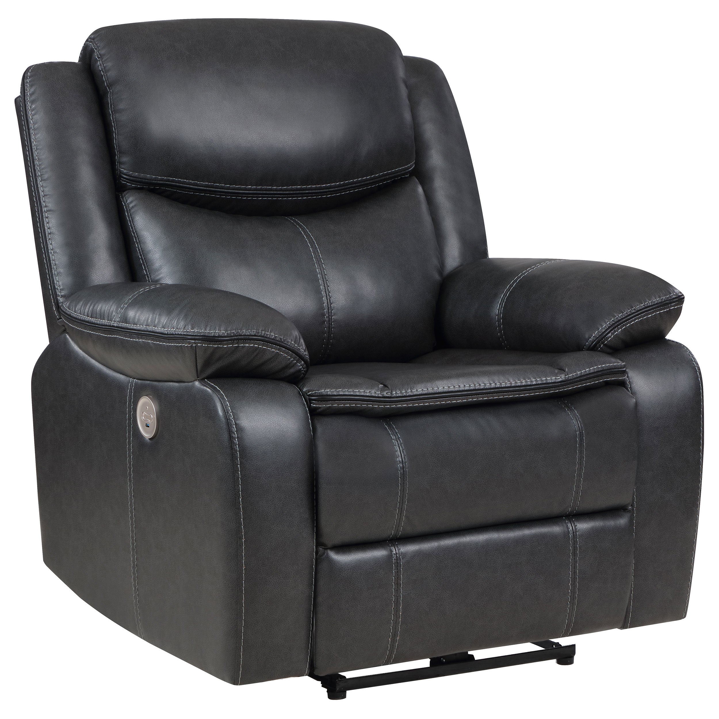 Best Furniture Outlet - Coaster - Sycamore Upholstered Power Recliner Chair Dark Grey - 610233P