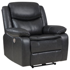 Best Furniture Outlet - Coaster - Sycamore Upholstered Power Recliner Chair Dark Grey - 610233P