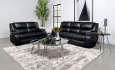 Best Furniture Outlet - Coaster - Camila 2-piece Upholstered Reclining Sofa Set Black - 610244-S2