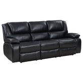 Best Furniture Outlet - Coaster - Camila Upholstered Motion Reclining Sofa Black - 610244