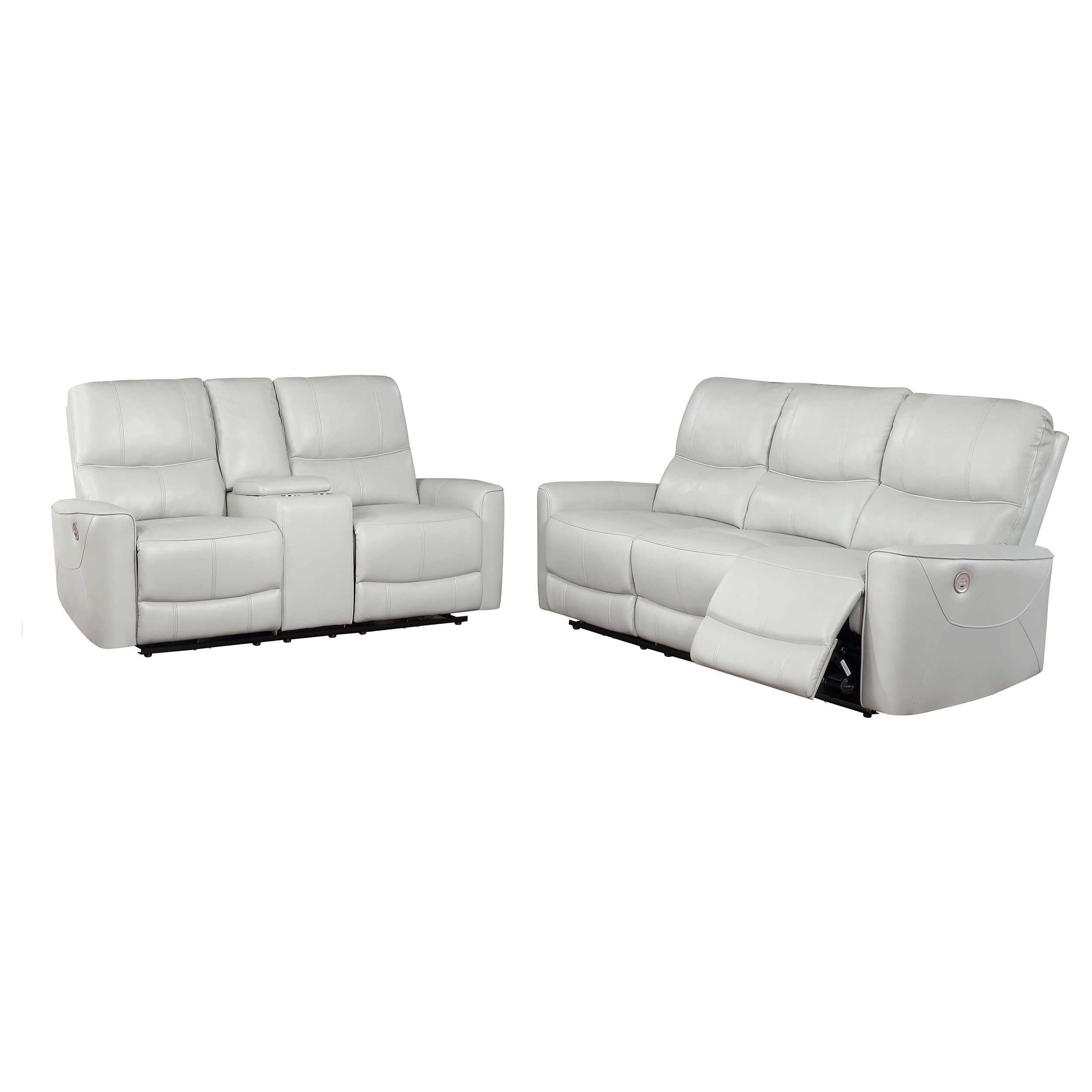 Best Furniture Outlet - Coaster - Greenfield 2-piece Power Reclining Sofa Set Dove Grey - 610261P-S2