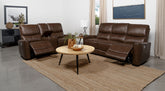 Best Furniture Outlet - Coaster - Greenfield 2-piece Power Reclining Sofa Set Saddle Brown - 610264P-S2