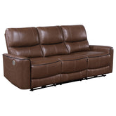Best Furniture Outlet - Coaster - Greenfield Upholstered Power Reclining Sofa Saddle Brown - 610264P