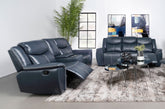 Best Furniture Outlet - Coaster - Sloane 2-piece Upholstered Reclining Sofa Set Blue - 610271-S2