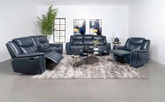 Best Furniture Outlet - Coaster - Sloane 3-piece Upholstered Reclining Sofa Set Blue - 610271-S3