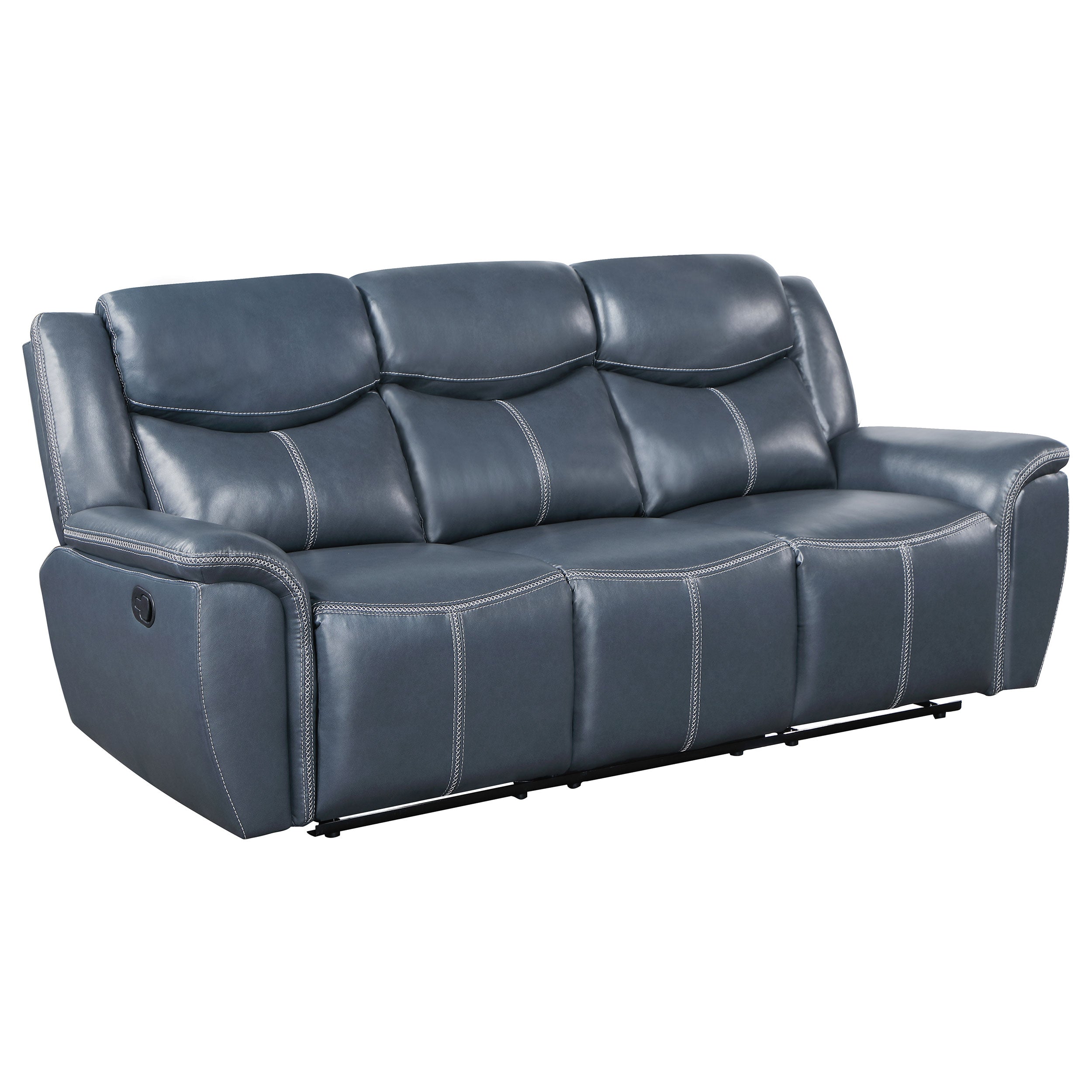 Best Furniture Outlet - Coaster - Sloane Upholstered Padded Arm Reclining Sofa Blue - 610271