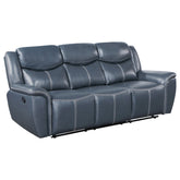 Best Furniture Outlet - Coaster - Sloane Upholstered Padded Arm Reclining Sofa Blue - 610271
