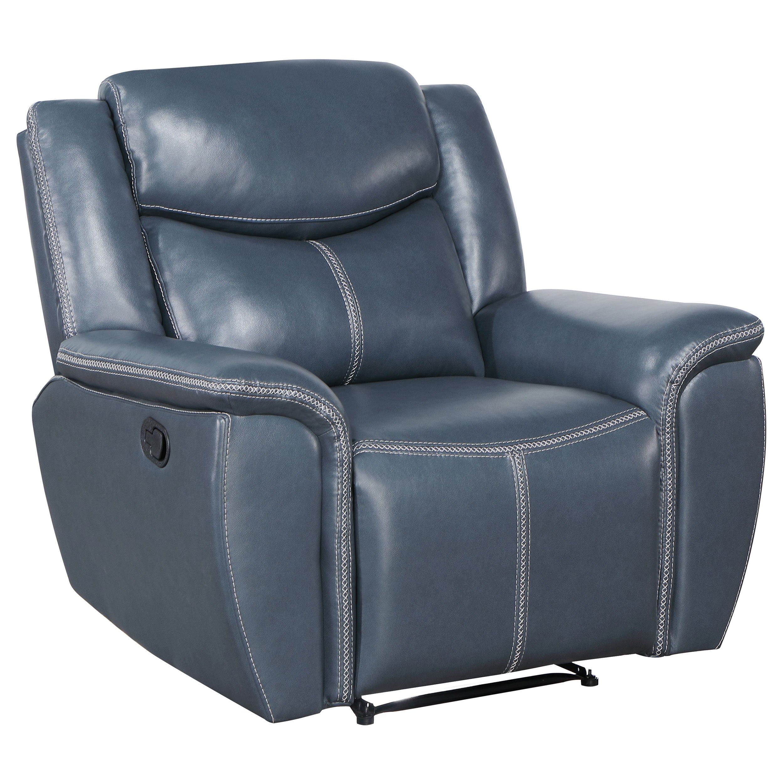 Best Furniture Outlet - Coaster - Sloane Upholstered Padded Arm Recliner Chair Blue - 610273