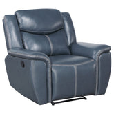 Best Furniture Outlet - Coaster - Sloane Upholstered Padded Arm Recliner Chair Blue - 610273