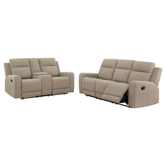 Brentwood 2-piece Upholstered Reclining Sofa Set Taupe