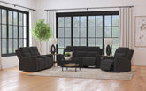 Best Furniture Outlet - Coaster - Brentwood 3-piece Upholstered Reclining Sofa Set Charcoal - 610284-S3