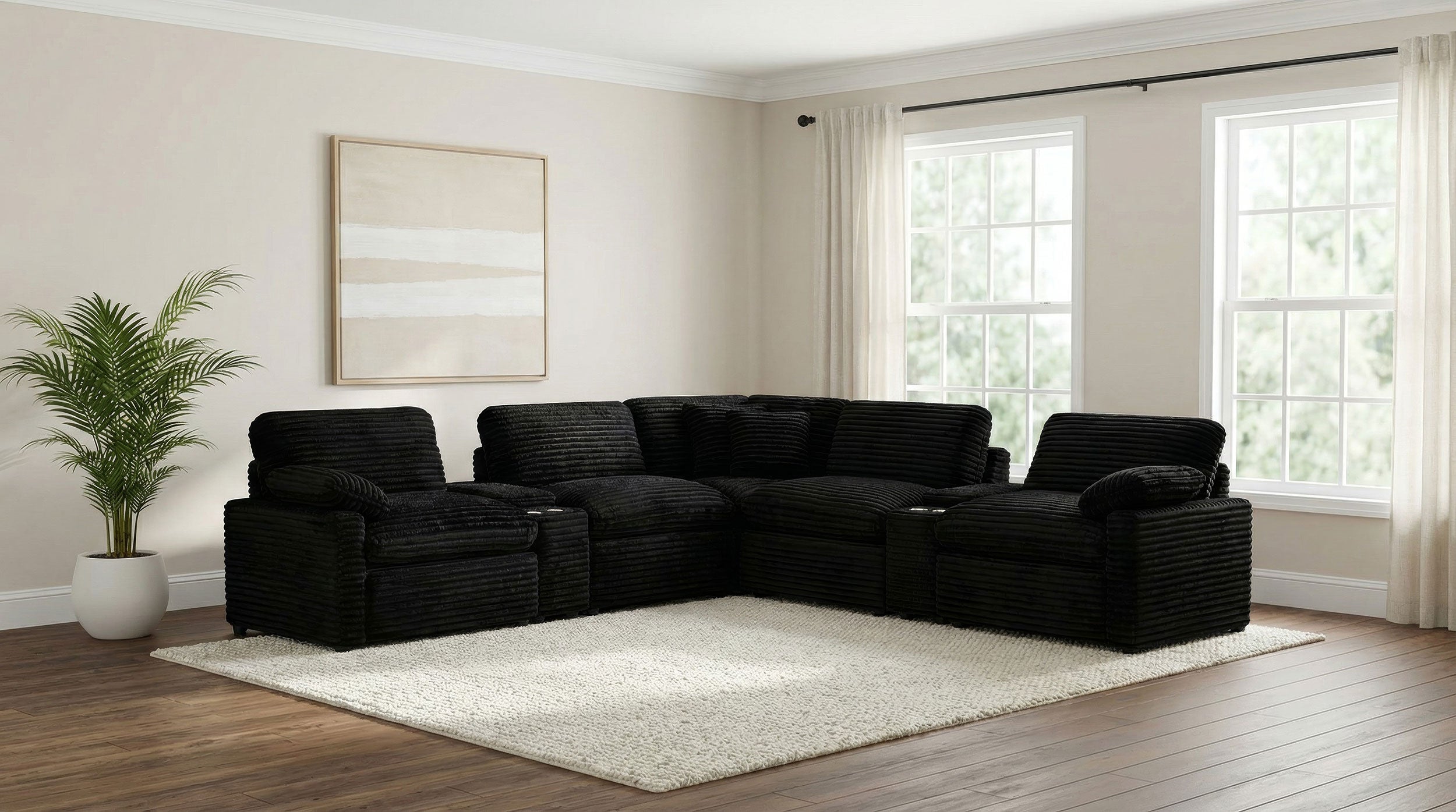 Best Furniture Outlet - Coaster - Collins 7-piece Modular Power Reclining Sectional Black - 610360P-SETA