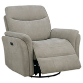 Best Furniture Outlet - Coaster - Adler Upholstered Power Swivel Glider Recliner Greige - 610423P