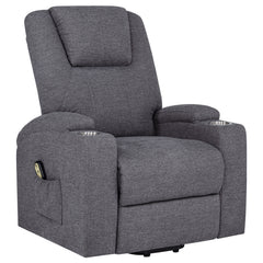 Best Furniture Outlet - Coaster - Louie Chenille Upholstered Power Lift Massage Chair Grey - 610453P