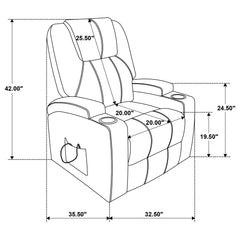 Louie Chenille Upholstered Power Lift Massage Chair Grey