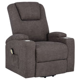 Best Furniture Outlet - Coaster - Louie Chenille Upholstered Power Lift Massage Chair Brown - 610463P