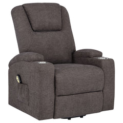Best Furniture Outlet - Coaster - Louie Chenille Upholstered Power Lift Massage Chair Brown - 610463P
