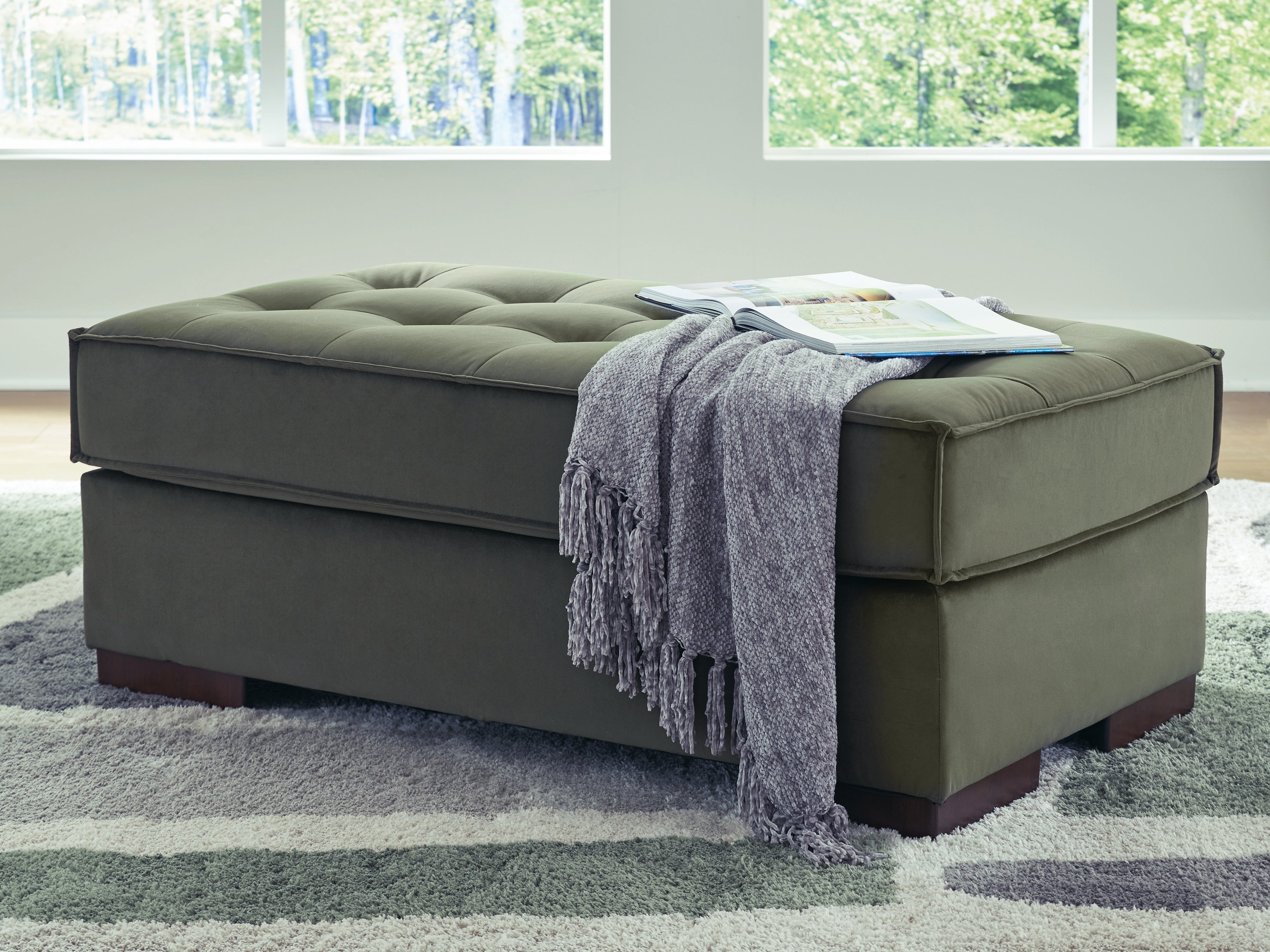 Best Furniture Outlet - Ashley Furniture - Caspian-Town Living Room - Oversized Accent Ottoman / Olive - PC6170208