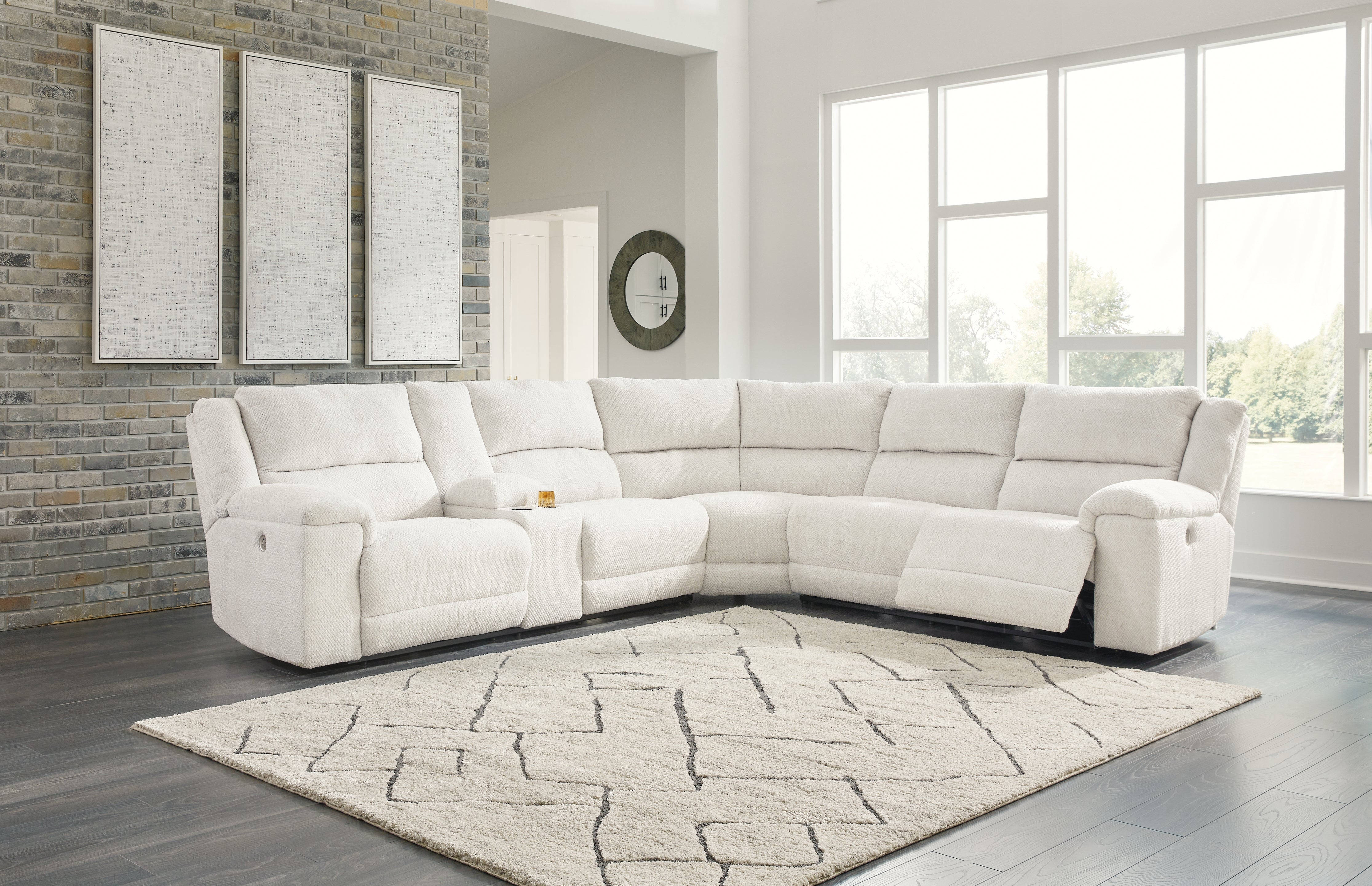 Best Furniture Outlet - Ashley Furniture - Keensburg Sectional - 3-Piece Power Reclining Sectional / Linen - 61807S1