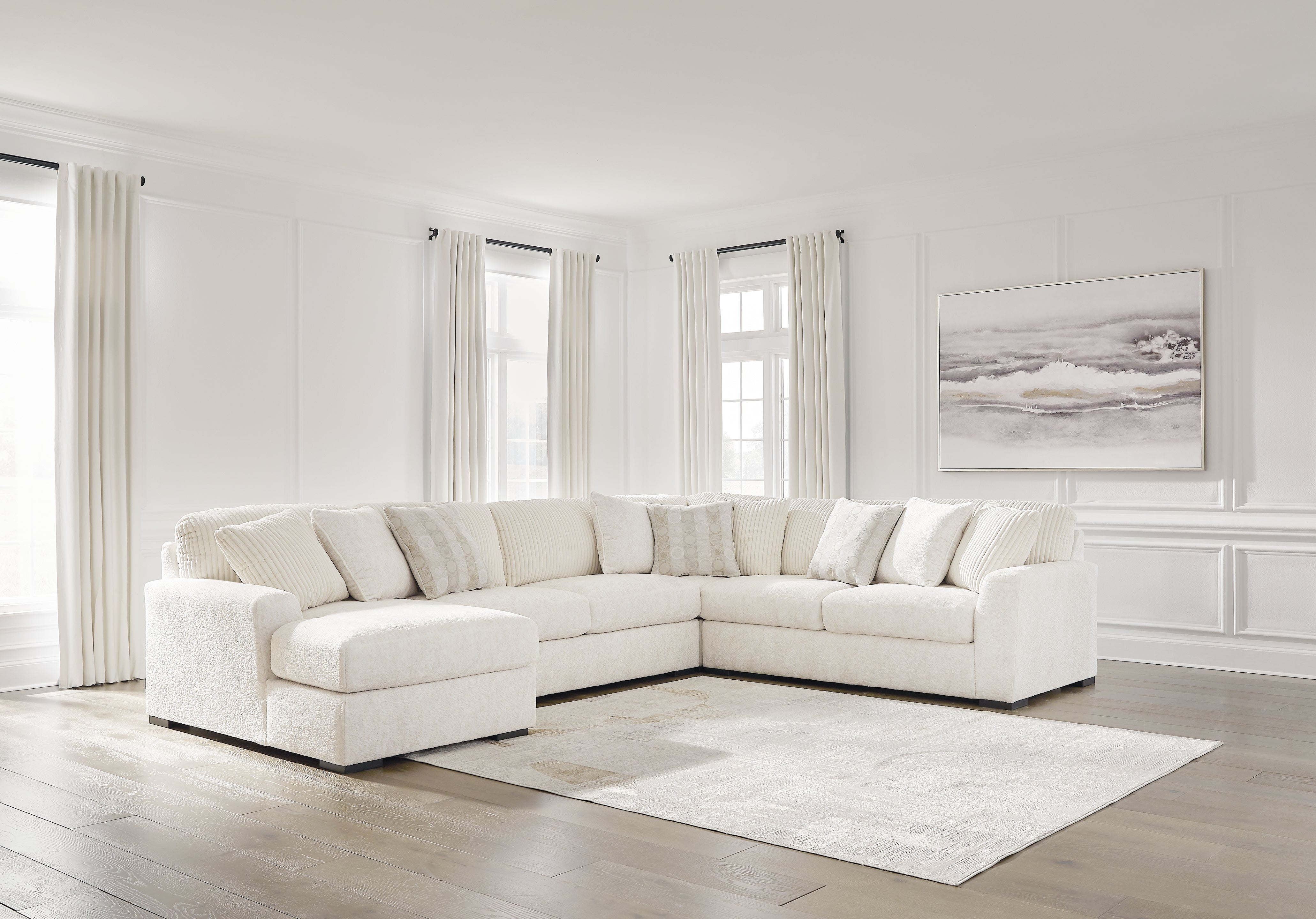 Best Furniture Outlet - Ashley Furniture - Chessington Sectional - RAF 4-Piece Sectional with Chaise / Ivory - 61904S3