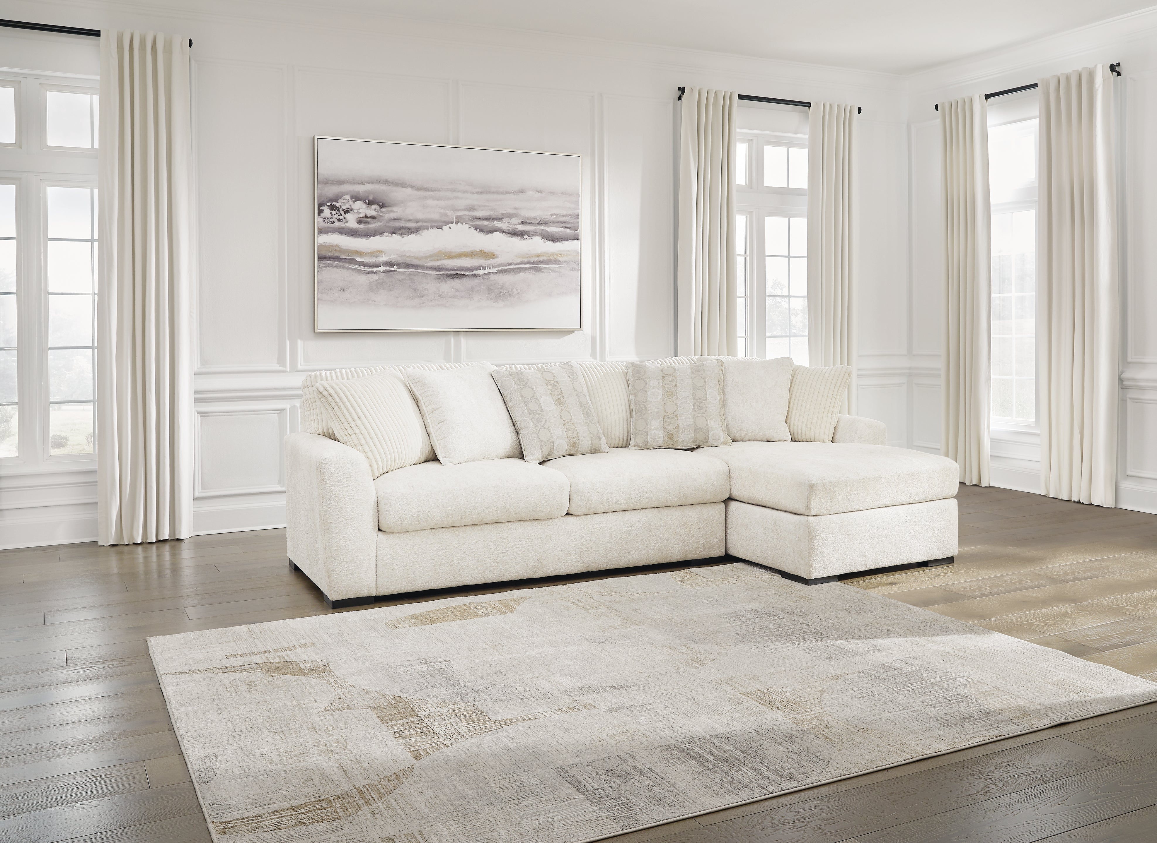Best Furniture Outlet - Ashley Furniture - Chessington Sectional - LAF 2-Piece Sectional with Chaise / Ivory - 61904S2