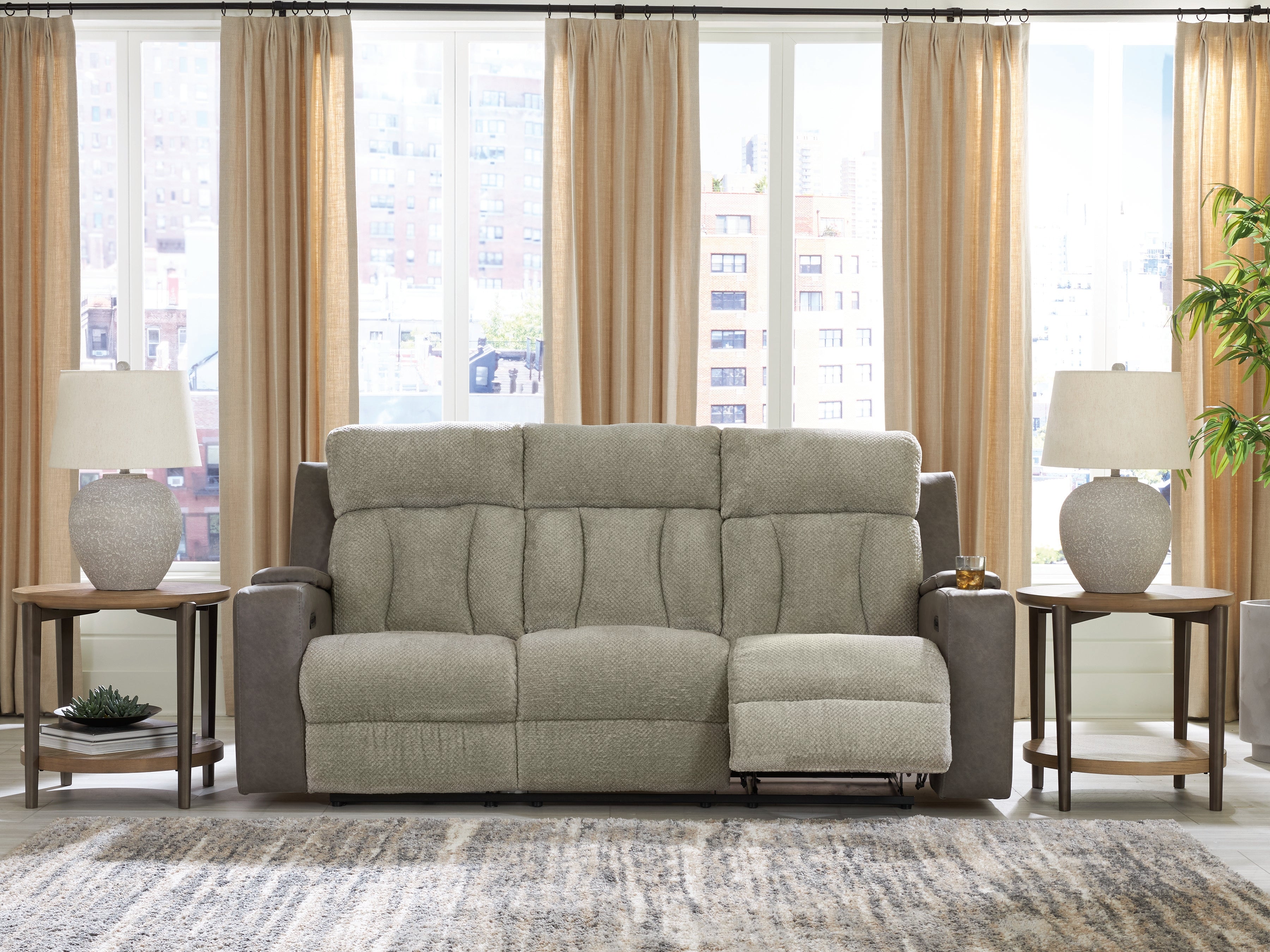 Best Furniture Outlet - Ashley Furniture - WhipLash Living Room - PWR REC Sofa with ADJ Headrest / Sisal - PC6320415