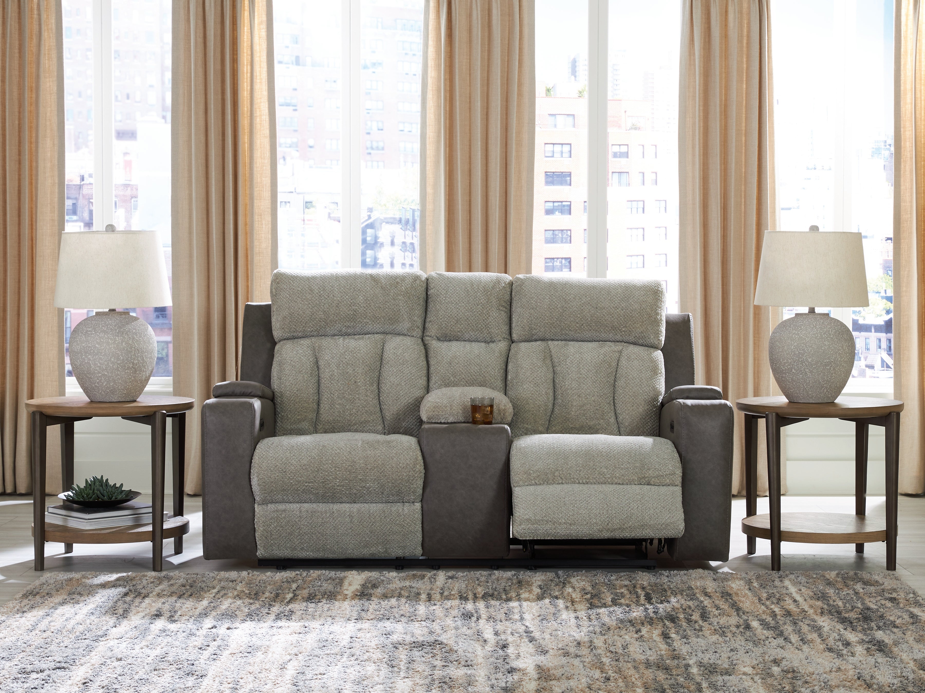 Best Furniture Outlet - Ashley Furniture - WhipLash Living Room - PWR REC Loveseat/CON/ADJ HDRST / Sisal - PC6320418
