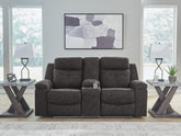 Best Furniture Outlet - Ashley Furniture - Brysonview Living Room - DBL Rec Loveseat w/Console / Charcoal - 6360594