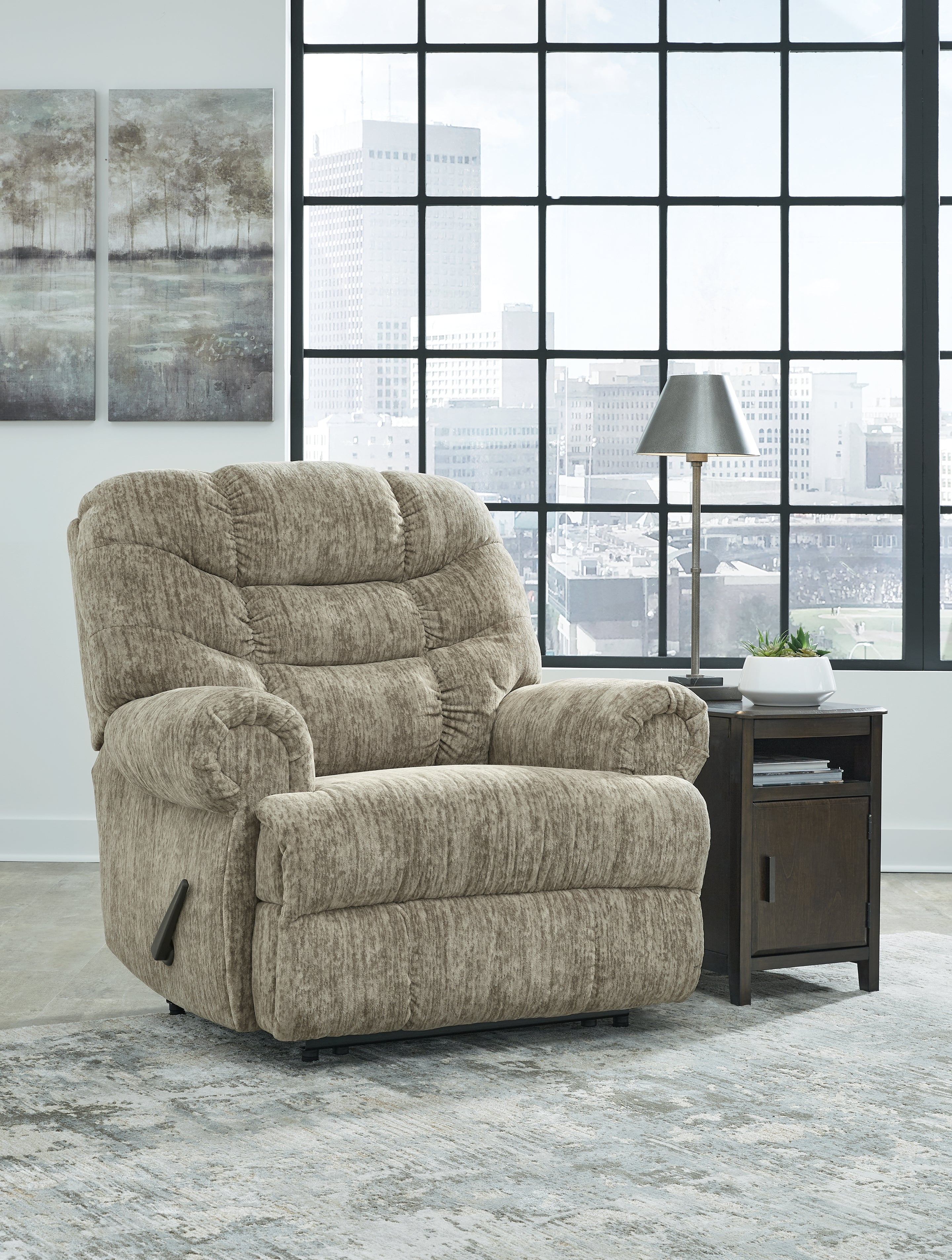 Best Furniture Outlet - Ashley Furniture - Movie Man Living Room - Zero Wall Recliner / Taupe - 6380329