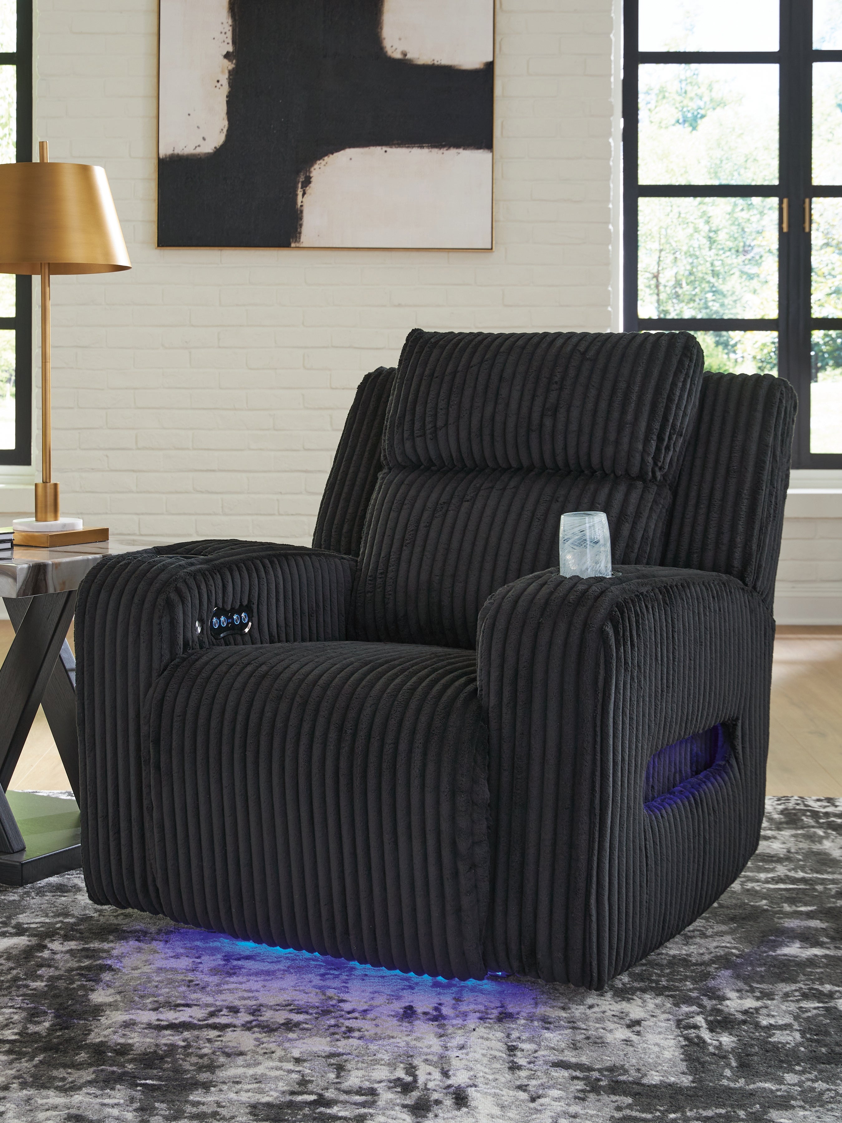 Best Furniture Outlet - Ashley Furniture - Forest Lake Living Room - PWR Recliner/ADJ Headrest / Black - PC6420213