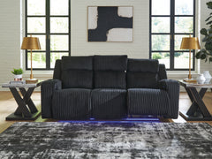 Best Furniture Outlet - Ashley Furniture - Forest Lake Living Room - PWR REC Sofa with ADJ Headrest / Black - PC6420215