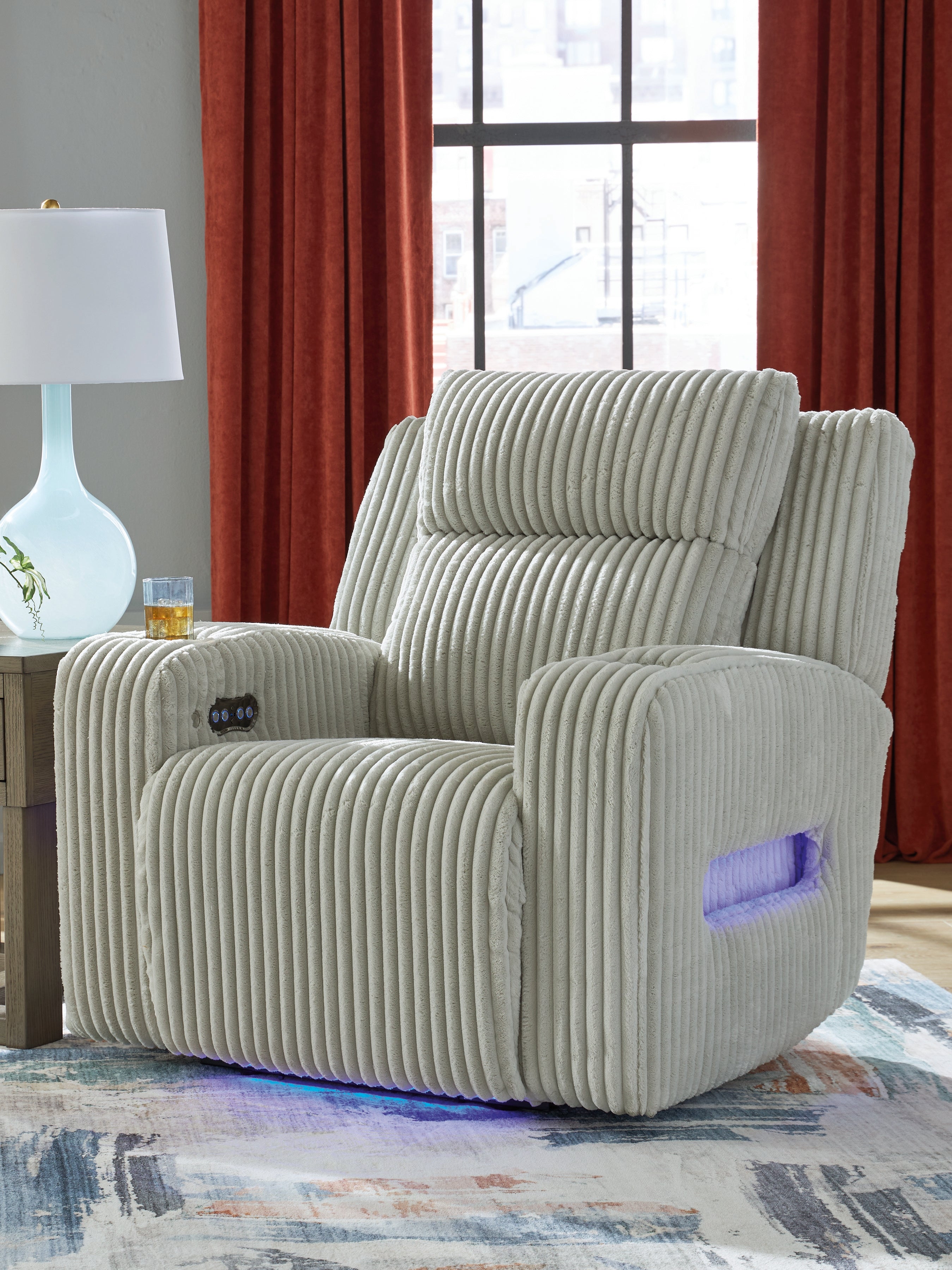 Best Furniture Outlet - Ashley Furniture - Forest Lake Living Room - PWR Recliner/ADJ Headrest / Alloy - PC6420313