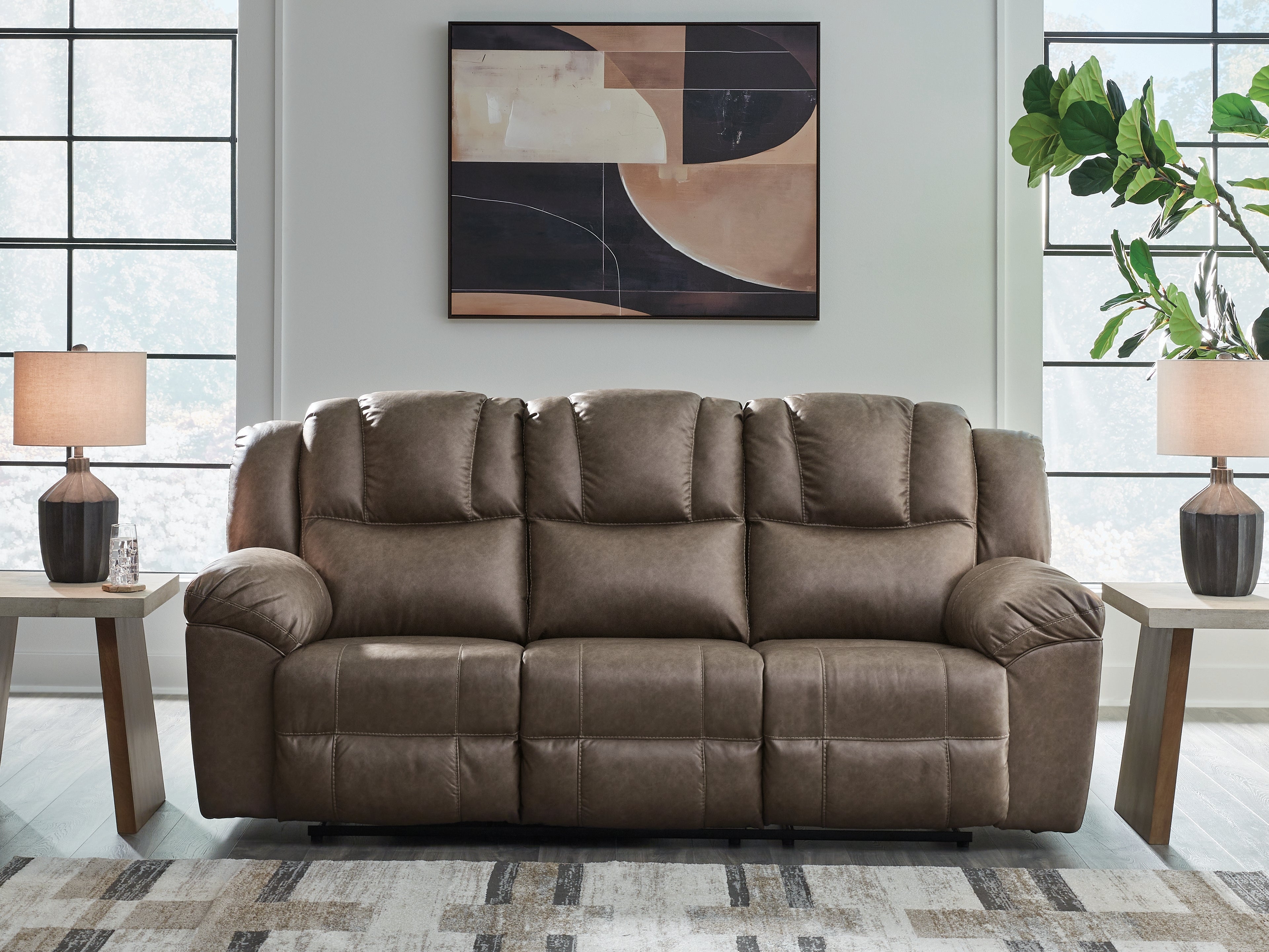 Best Furniture Outlet - Ashley Furniture - Lowilla Living Room - Reclining Sofa / Driftwood - PC6450688