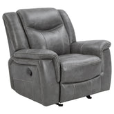 Best Furniture Outlet - Coaster - Conrad Upholstered Padded Arm Glider Recliner Grey - 650356