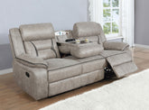 Best Furniture Outlet - Coaster - Greer Upholstered Motion Reclining Sofa Taupe - 651351