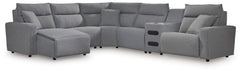 Best Furniture Outlet - Ashley Furniture - ModMax II Sectional - 6-Piece Reclining Sectional with Chaise and Audio Console / Salt and Pepper - 65906S29