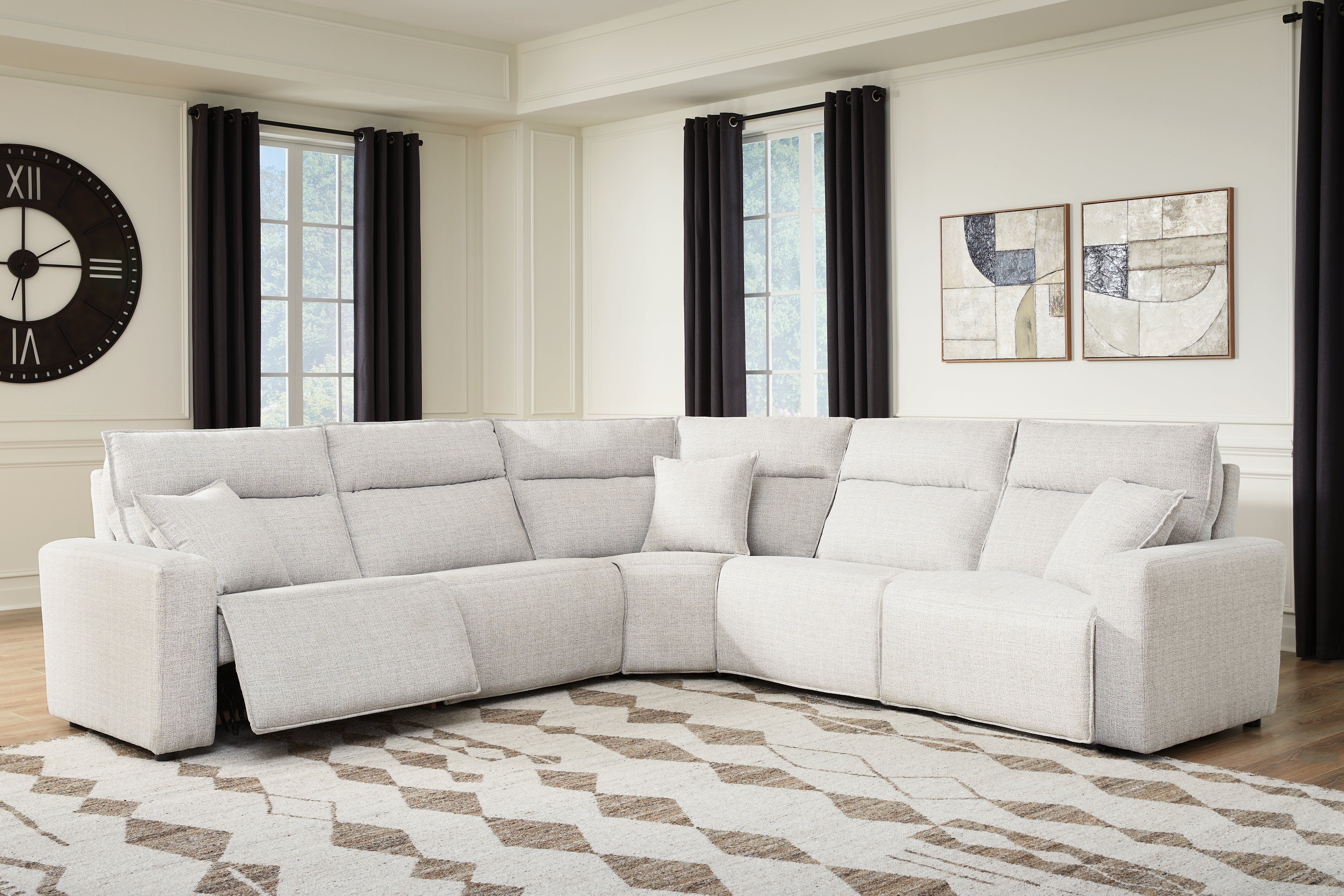 Best Furniture Outlet - Ashley Furniture - ModMax II Sectional - 5-Piece Power Reclining Sectional / Stone - 65907S8