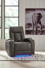 Best Furniture Outlet - Ashley Furniture - Feazada Living Room - PWR Recliner/ADJ Headrest / Shadow - 6620513