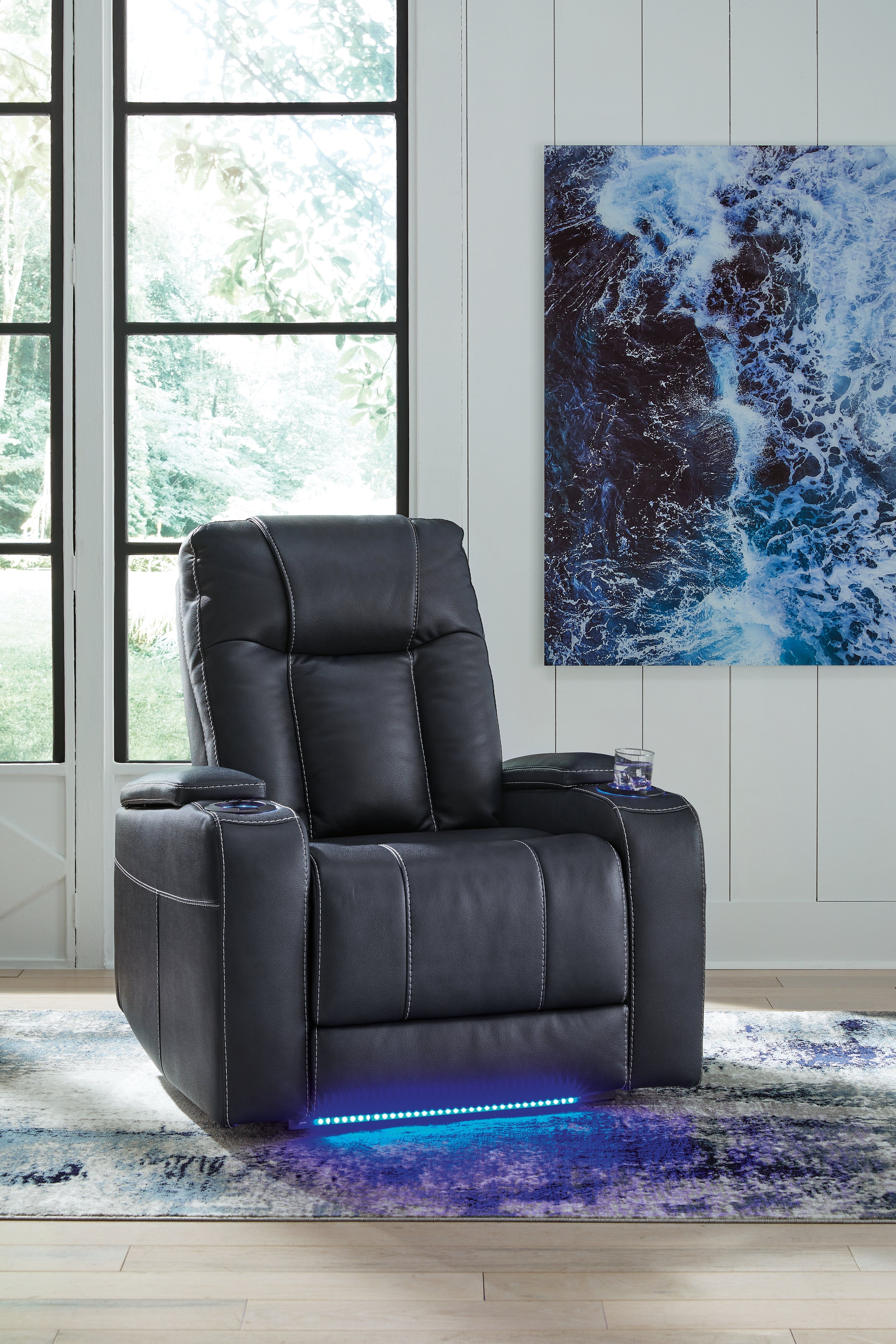 Best Furniture Outlet - Ashley Furniture - Feazada Living Room - PWR Recliner/ADJ Headrest / Sapphire - 6620613