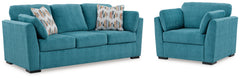 Best Furniture Outlet - Ashley Furniture - Keerwick Sofa and Oversized Chair - Sofa and Oversized Chair / Teal - 67507U5