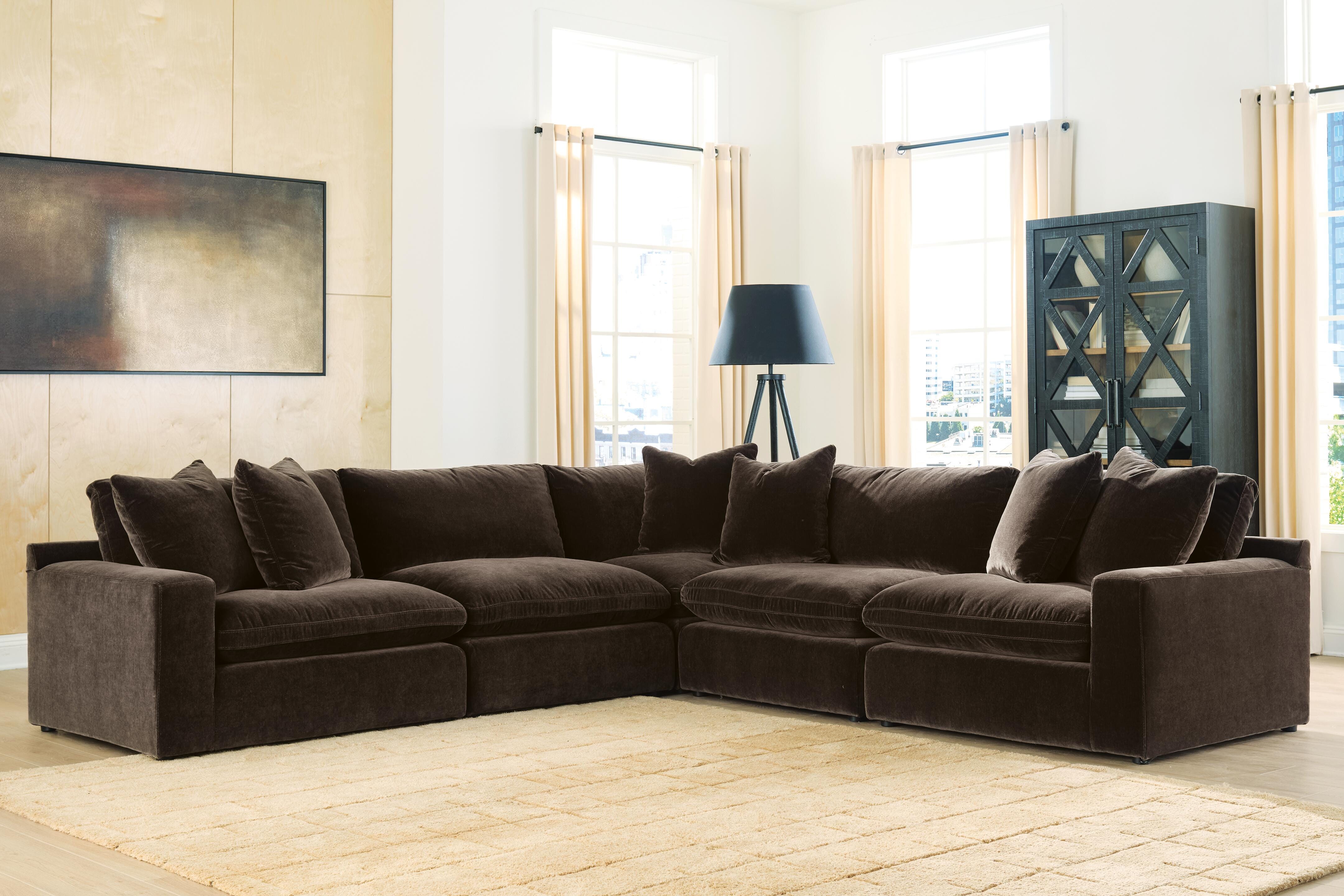 Best Furniture Outlet - Ashley Furniture - Maxton Heights Sectional - RAF 5-Piece Sectional / Bittersweet - 67807S4