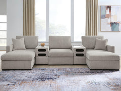 Best Furniture Outlet - Ashley Furniture - ModMax Luxe Sectional - RAF 5-Piece Double Chaise Sectional with Audio Consoles / Flint - 68605S43