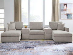 Best Furniture Outlet - Ashley Furniture - ModMax Luxe Sectional - RAF 5-Piece Double Chaise Sectional with Storage Consoles / Flint - 68605S38