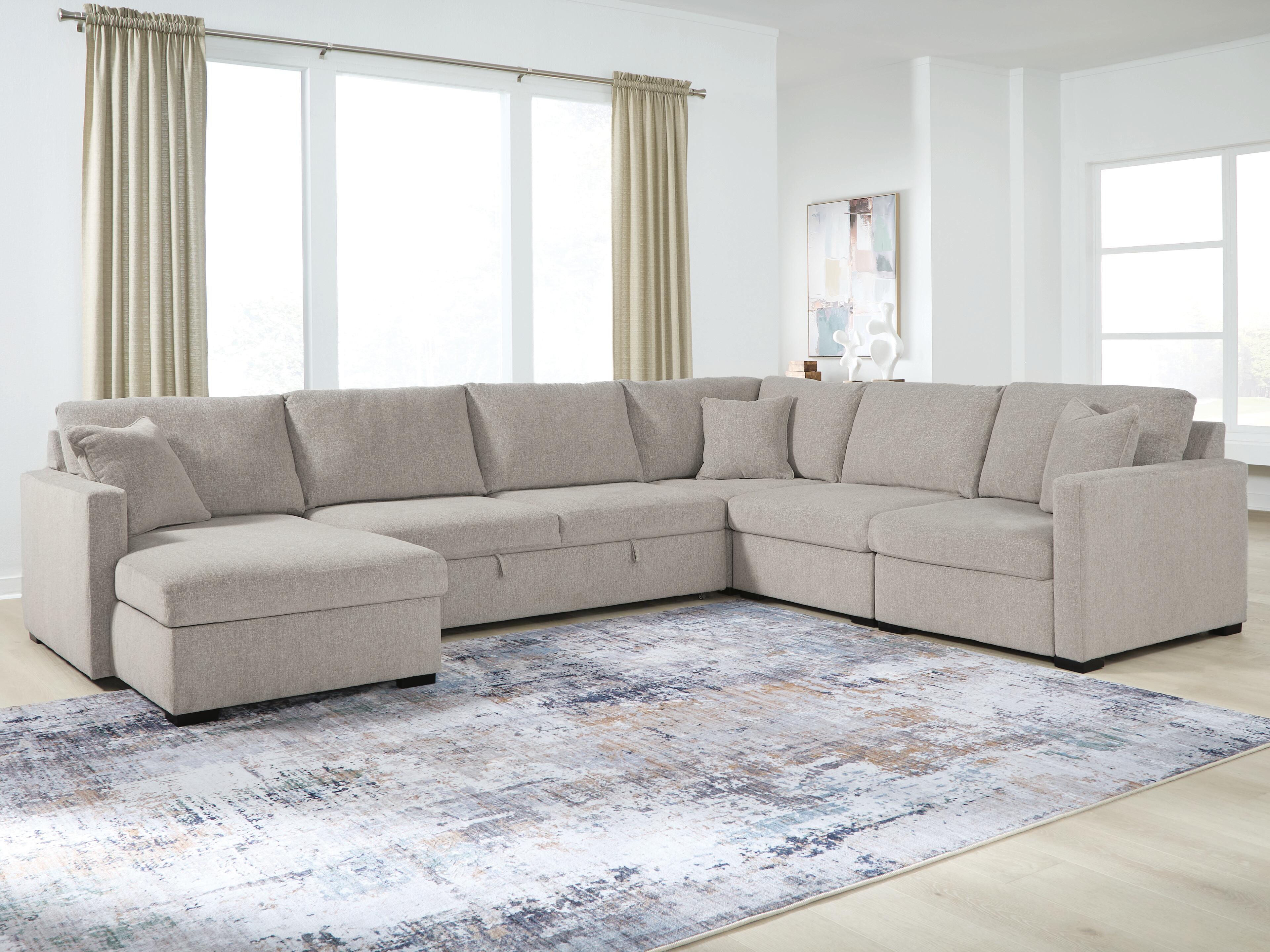 Best Furniture Outlet - Ashley Furniture - ModMax Luxe Sectional - RAF 5-Piece Sectional with Chaise and Pop Up Sleeper / Flint - 68605S97